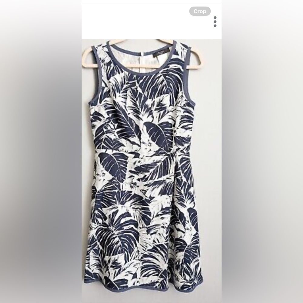 MaxMara Blue and White Leaf Print Dress - like new size 10